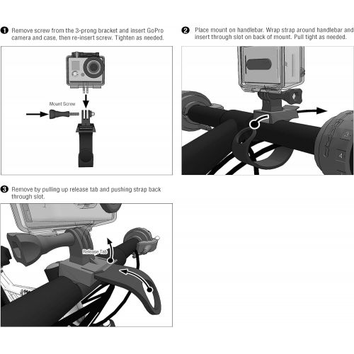  Arkon GP234 GoPro Bike or Motorcycle Handlebar Strap Mount for GoPro Hero Action Cameras Retail Black