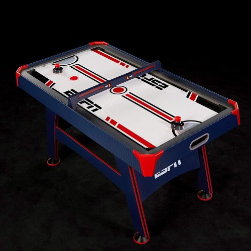  ESPN 5 Ft. Air Hockey Table with Overhead Electronic Scorer and Pucks & Pushers Set Family Indoor Game, Blue/Red