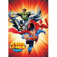 Ben&Jonah Justice League (Superman, Batman, The Flash, and Green Lantern) Sunburst Red Luxury Plush Blanket 60?x80? Twin Size