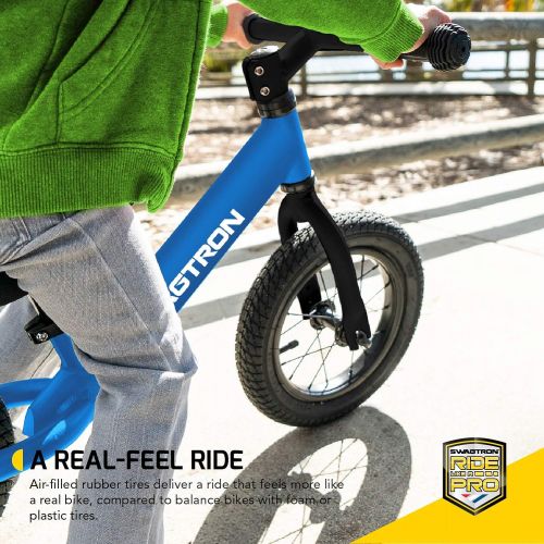 스웩트론 Swagtron K3 12 No-Pedal Balance Bike for Kids Ages 2-5 Years Air-Filled Rubber Tires 7 lbs Lightweight 12~16 Height Adjustable Seat ASTM-Certified