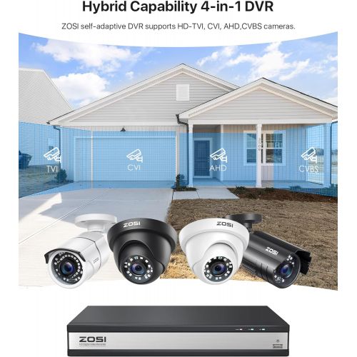  [아마존베스트]ZOSI 1080p Lite 16 Channel Security DVR Recorder, H.265+ Hybrid 4-in-1(Analog/AHD/TVI/CVI) CCTV DVR for Security Camera,Motion Detection,Mobile Remote Control,Email Alarm,2TB Hard