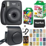 [아마존베스트]Fujifilm Instax Mini 11 Instant Camera - Charcoal Grey (16654786) + Fujifilm Instax Mini Twin Pack Instant Film (16437396) + Single Pack Rainbow Film + Case + Travel Stickers