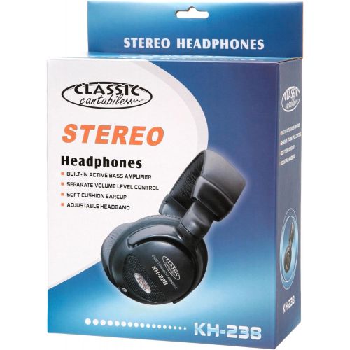  [아마존베스트]Classic Cantabile KH-238 Headphones, (20-20000 Hz, 4m Cable, Volume Control, 12-Way Adjustable, Gold-Plated Jack) Black