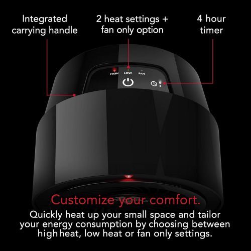 보네이도 Vornado Velocity 1R Personal Space Heater with 2 Heat Settings and Advanced Safety Features, Black