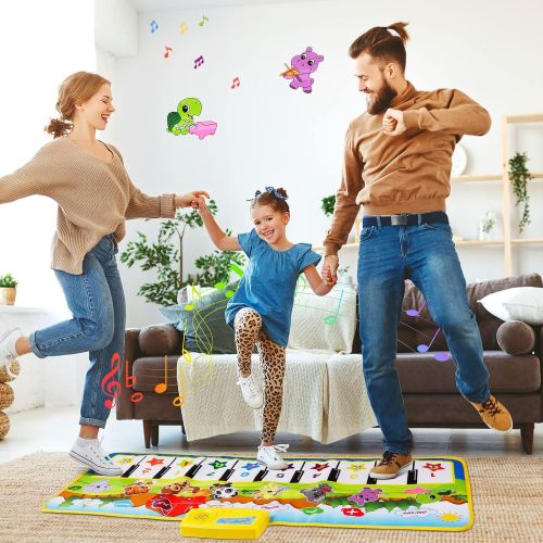  [아마존베스트]M SANMERSEN Kids Piano Mat, 39.5 X 14 Music Mats Keyboard Dancing Mat Electronic Touch Play Blanket Musical Carpet Toys for 3-6 Years Old Kids Girls Boys