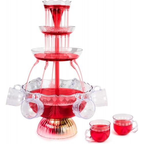  [아마존베스트]Nostalgia 3-Tier Party Fountain with LED Lighted Base, 1.5 Gallon 8 Cup, Clear