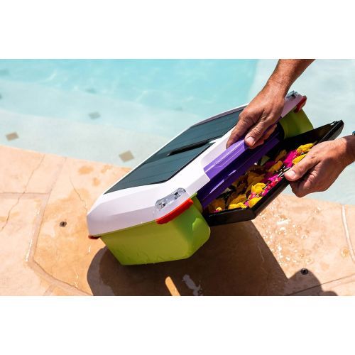  Solar Breeze Ariel Automatic Robot Solar Pool Skimmer with Easy to Empty Oversized Filter Tray and Integrated Smart Technology with Obstacle Avoidance, Plus Solar Powered Cordless
