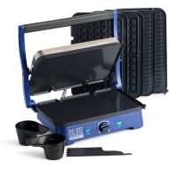 Blue Diamond Ceramic Nonstick, Electric Contact Sizzle Griddle with Grill and Waffle Plates, Open Flat Design, Dishwasher Safe Removable Plates, Adjustable Temperature Control, PFA