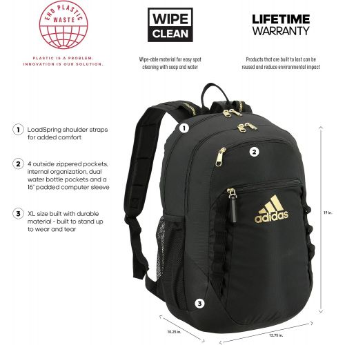 아디다스 adidas Excel 6 Backpack, Black/Gold Metallic FW21, One Size