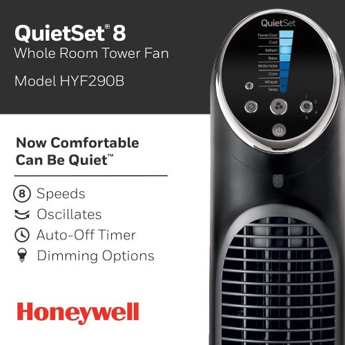  Honeywell Home Honeywell QuietSet Whole Room Tower Fan-Black, HYF290B