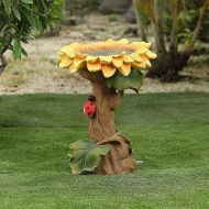 9.8'' Sunflower Bird Bath Ornament for Outdoor, Large Weather Resistant Bird Bath Bowl Garden Statue Basin, Bird Feeding Station for Yard