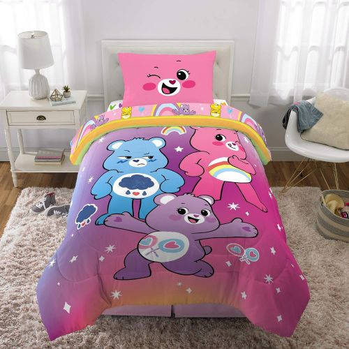  [아마존베스트]Franco Kids Bedding Super Soft Comforter and Sheet Set, 4 Piece Twin Size, Care Bears