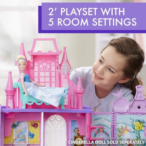 디즈니 Disney Princess Pop-Up Palace, Castle Playset with Handle and 13 Accessories, 5 Rooms, 2 Feet Tall
