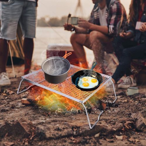  REDCAMP Folding Campfire Grill 304 Stainless Steel Grate, Heavy Duty Portable Camping Grill with Legs Carrying Bag, Medium/Large Mesh