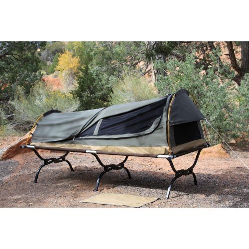 코디악캔버스 [아마존베스트]Kodiak Canvas 1-Person Canvas Swag Tent with Sleeping Pad, Olive, One Size