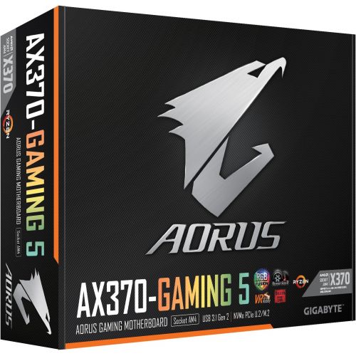 기가바이트 GIGABYTE AORUS GA-AX370-Gaming 5 (AMD Ryzen AM4/ X370/ RGB FUSION/ SMART FAN 5/ HDMI/ M.2/ U.2/ USB 3.1 Type-C/ ATX/ DDR4/ Motherboard)