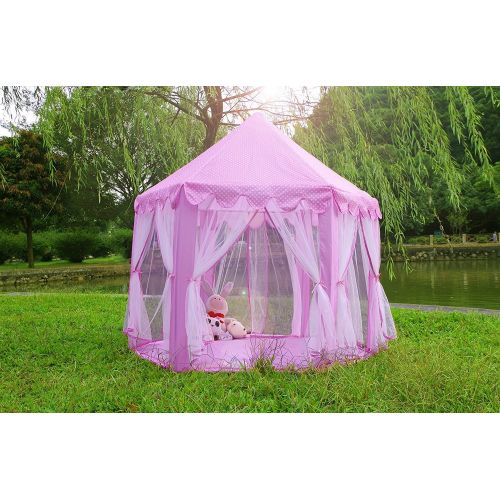  [아마존베스트]Monobeach Princess Tent Girls Large Playhouse Kids Castle Play Tent with Star Lights Toy for Children Indoor and Outdoor Games, 55 x 53 (DxH)