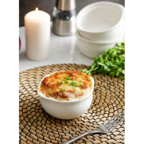  [아마존베스트]Sweese 114.001 Porcelain French Onion Soup Crocks Bowls - 10 Ounce Top to the Rim for Soup, Stew, Chill, Set of 6, White