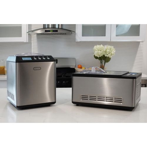 Whynter ICM-200LS Automatic Ice Cream Maker 2 Quart Capacity Stainless Steel, Built-in Compressor, no pre-Freezing, LCD Digital Display, Timer, 2.1