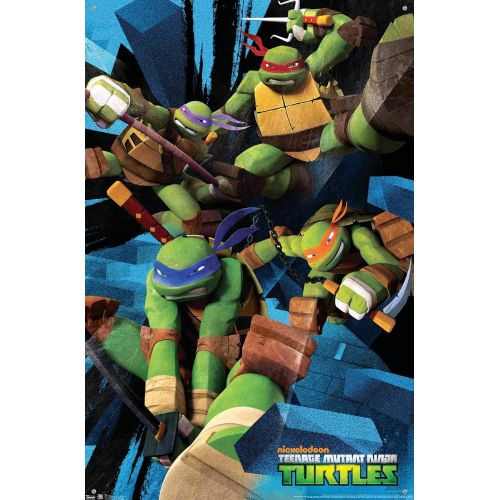  Trends International Nickelodeon Teenage Mutant Ninja Turtles - Attack Wall Poster with Push Pins