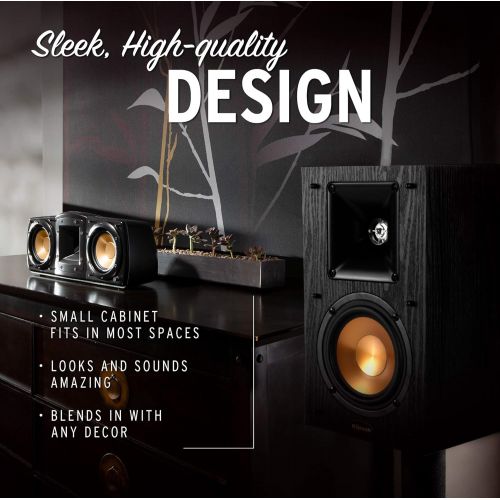 클립쉬 Klipsch Synergy Black Label B 100 Bookshelf Speaker Pair with Proprietary Horn Technology, a 4” High Output Woofer and a Dynamic .75” Tweeter for Surrounds or Front Speakers in Bla