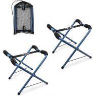 PUMEO Portable Folding Kayak Stand - Pair of Lightweight Stainless Steel Indoor/Outdoor Storage Racks - Can Hold up to 100lbs - No Assembly - Complete with Mesh Nylon Bag