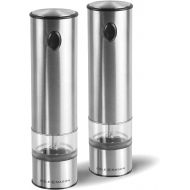 Cole & Mason H3004480 Battersea Salt and Pepper Mills | Electronic | Stainless Steel/Acrylic | 210mm | Gift Set | Includes 2 x Electric Salt and Pepper Grinders | Lifetime Mechanism Guarantee