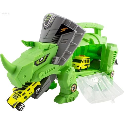  WolVolk Perfect Dinosaur Storage Carrier for Your Dinosaurs and Cars (includes mini dinosaurs and car toys)