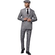 SUITMEISTER Grey Gangster Halloween Suit | Unisex Slim Fit | Includes Grey Blazer Jacket, Pants & Tie