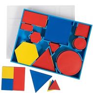 edxeducation Relational Attribute Blocks - Set of 60 - Math Supplies for Early Math - 5 Shapes + 2 Sizes + 3 Colors + 2 Thicknesses + storage tray