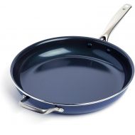 Blue Diamond Cookware Diamond Infused Ceramic Nonstick, 14 Large Frying Pan with Helper Handle, PFAS-Free, Dishwasher Safe, Oven Safe, Blue