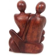 NOVICA Hand-Carved Dark Brown Suar Wood Human Figure Family Sculpture, 7.75 Tall Family Love