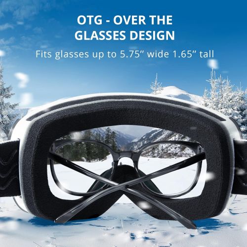  AKASO OTG Ski Goggles, Snowboard Goggles, Mag-Pro Magnetic Interchangeable Lenses, Anti-Fog, 100% UV Protection, Helmet Compatible, Snow Goggles for Men & Women, Free Balaclava Ski