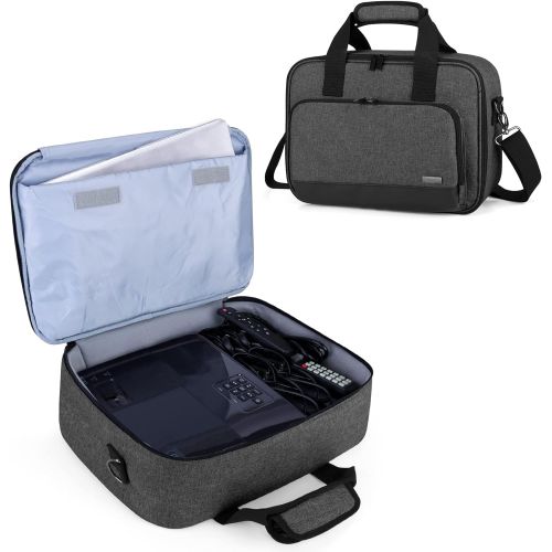  [아마존베스트]Luxja Projector Case, Projector Bag with Protective Laptop Sleeve, Projector Carrying Case with Accessories Pockets, Large(16 x 11.5 x 5.75 Inches), Black