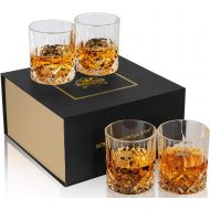[아마존베스트]KANARS Old Fashioned Whiskey Glasses with Luxury Box - 10 Oz Rocks Barware For Scotch, Bourbon, Liquor and Cocktail Drinks - Set of 4