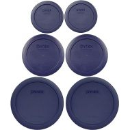 Pyrex (2) 7202-PC 1 Cup (2) 7200-PC 2 Cup (2) 7201-PC 4 Cup Blue Replacement Lids Made in the USA