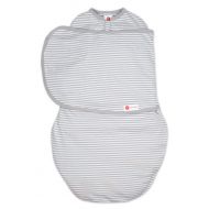 Embe embe 2-Way Starter Swaddle Blanket, 5-14 lbs, Diaper Change w/o Unswaddling, Legs in and Out Design, Warm Up or Cool Down 100% Cotton, 0-3 Months (Grey Stripe)