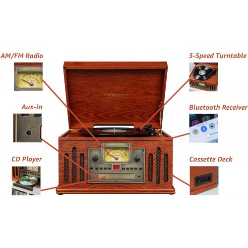 크로슬리 Crosley CR704B-PA Musician 3-Speed Turntable with Radio, CD/Cassette Player, Aux-in and Bluetooth, Paprika