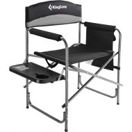 [아마존베스트]KingCamp Heavy Duty Camping Folding Director Chair Oversize Padded Seat with Side Table and Side Pockets, Supports 396 lbs