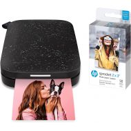HP Sprocket Portable Photo Printer (2nd Edition) ? Instantly print 2x3 sticky-backed photos from your phone ? [Noir] [1AS86A] and Sprocket Photo Paper, 50 Sheets