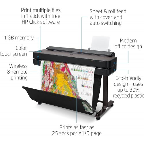 에이치피 [아마존베스트]HP DesignJet T650 Large Format Wireless Plotter Printer - 36, with Modern Office Design (5HB10A)