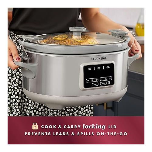 크록팟 Crock-Pot 7-Quart Cook & Carry™ Slow Cooker with Sous Vide,Programmable, Stainless Steel