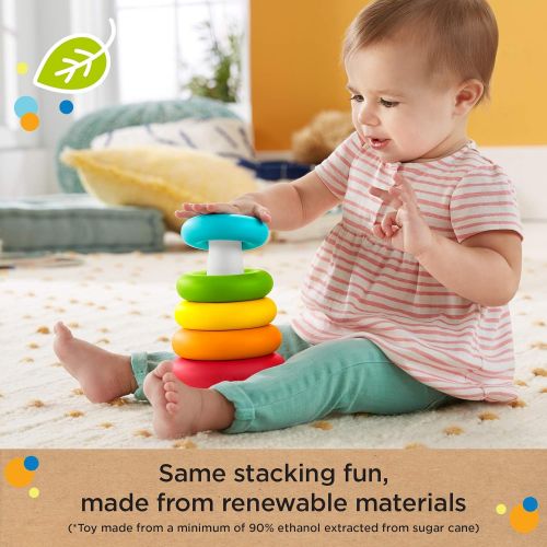  Fisher-Price Babys First Blocks and Rock-a-Stack gift set, 2 plant-based toys for infants ages 6 months and older