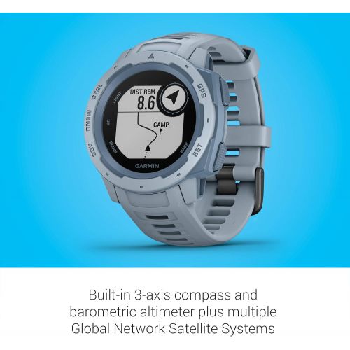 가민 Garmin Instinct, Rugged Outdoor Watch with GPS, Features GLONASS and Galileo, Heart Rate Monitoring and 3-Axis Compass, Sea Foam