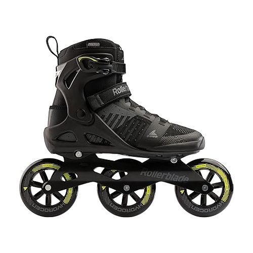 롤러블레이드 Rollerblade Macroblade 110 3WD Mens Adult Fitness Inline Skate, Black and Lime, Performance Inline Skates