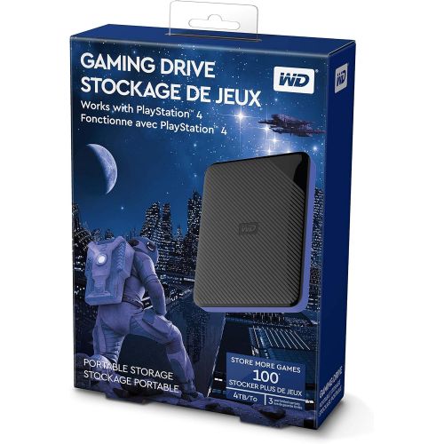  Western Digital WD 4TB Gaming Drive Works with Playstation 4 Portable External Hard Drive - WDBM1M0040BBK-WESN