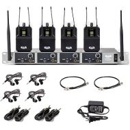 CAD Audio GXLIEM4 Frequency Agile Wireless In Ear Monitor System -Four discrete mixes - includes 4 MEB1 Earbuds, 4 Bodypack Receivers, Rack Mount Ears and Antenna Relocation Kit ,Black