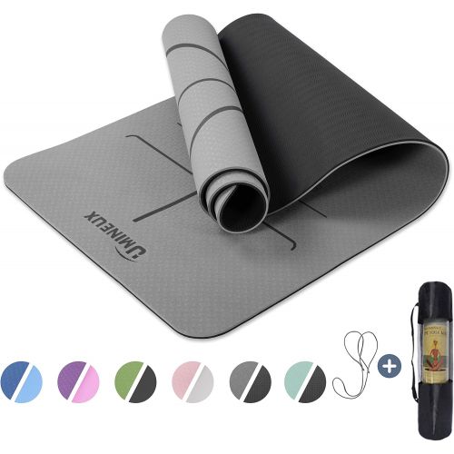  UMINEUX Yoga Mat Extra Thick 1/3 Non Slip Yoga Mats for Women with Alignment Marks Eco Friendly TPE Fitness Exercise Mat with Carrying Strap & Storage Bag