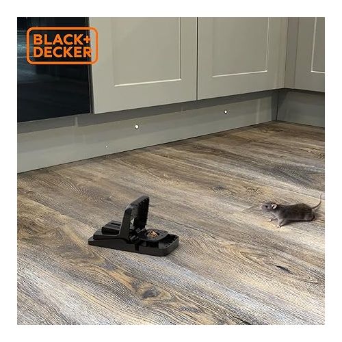  BLACK+DECKER Mouse Trap & Mouse Traps Indoor for Home- Rat Trap Indoor & Outdoor- Instantly Kill Rodent Snap Trap- Touch Free & Reusable, 4 Pack