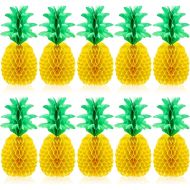 Blulu 10 Packs 14 Inch Pineapple Honeycomb Centerpieces Tissue Paper Pineapple Table Hanging Decoration for Hawaiian Luau Party Supplies Favors
